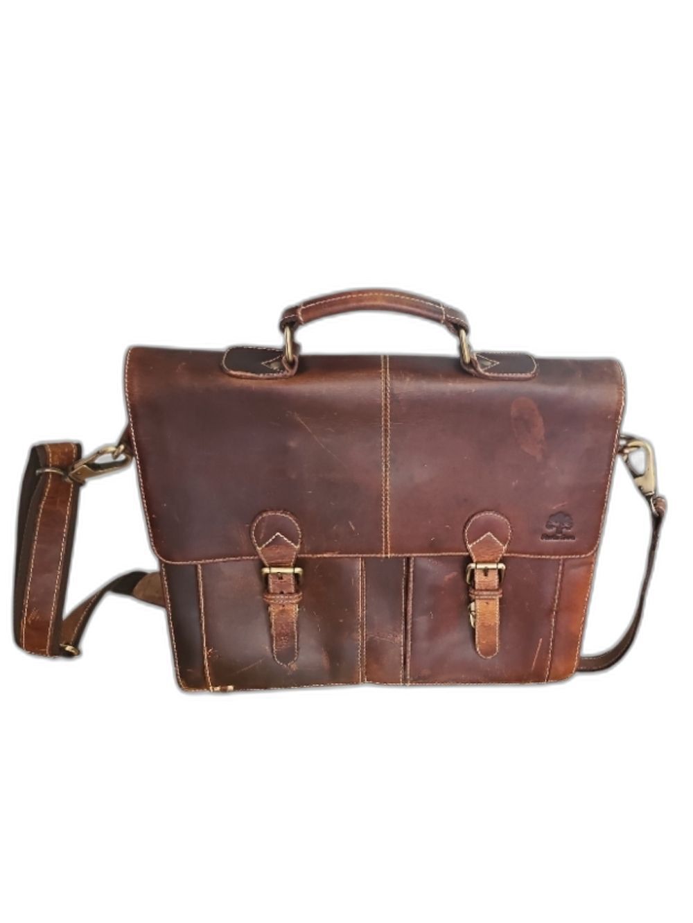 Rustic Town Leather Satchel 16" Laptop Bag Brown Messenger Briefcase Work